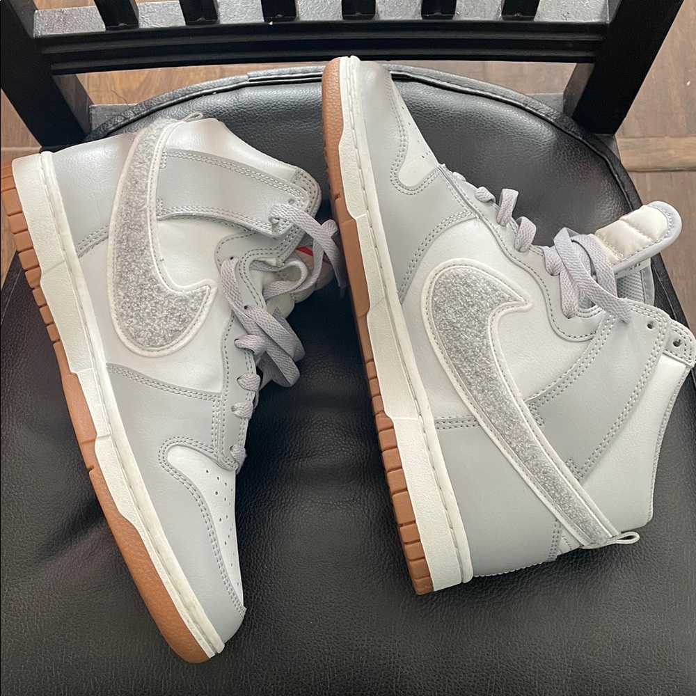 Nike White and Gray High-Top Sneakers